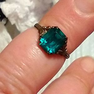 Antique 1940s era sterling silver aquamarine ring